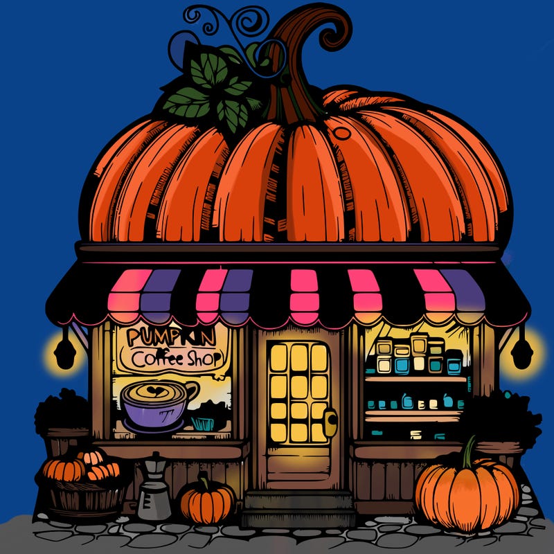 pumpkin coffee shop realistic