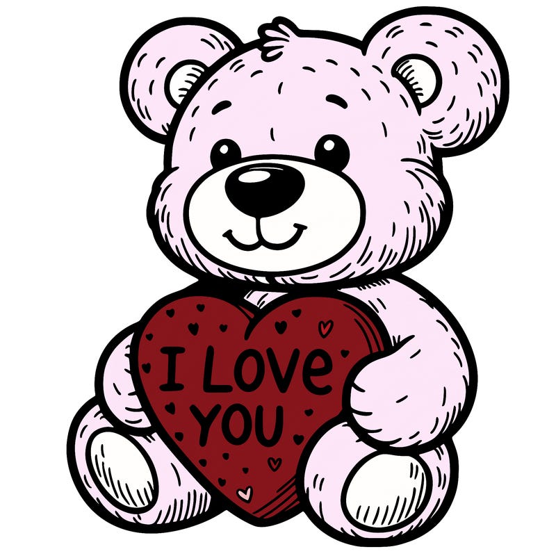 teddy bear holding an i love you heart