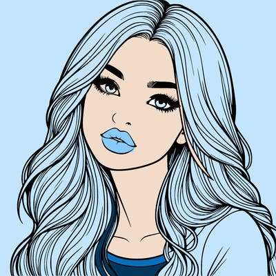 realistic girl with hair on her hair and lips