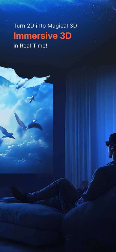 Uma pessoa usando óculos XR visualizando conteúdo 3D imersivo em uma tela virtual grande