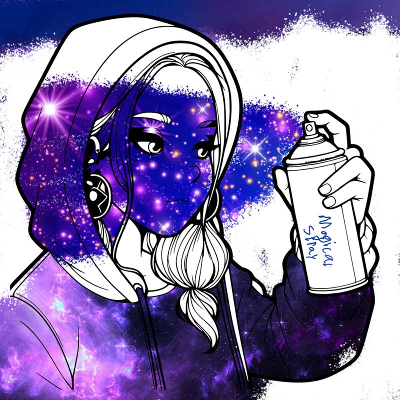 a realistic girl, spray painting