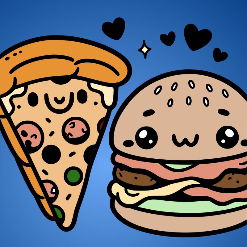 cute pizza and cute hamburger