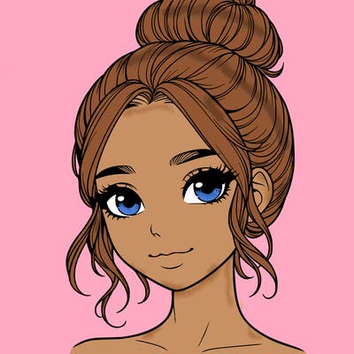 realistic pretty girl with hair in bun