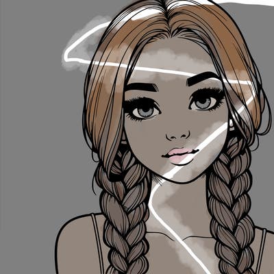 realistic girl with braids