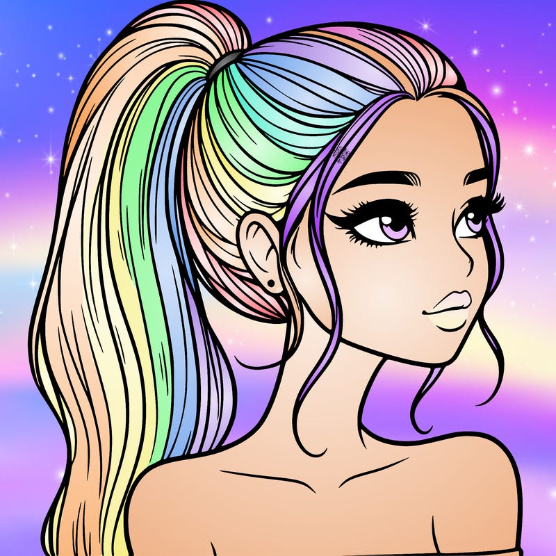 a beautiful and realistic girl with a high pony tail