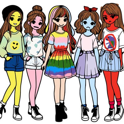 a group of five girls