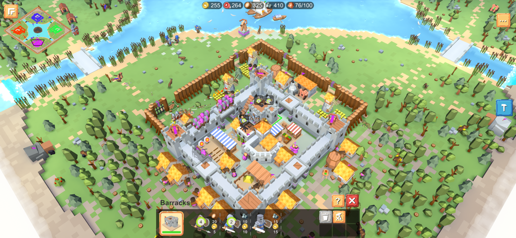 RTS Siege Up! - Gameplay screenshot of RTS Siege Up featuring a medieval castle base and resource management.