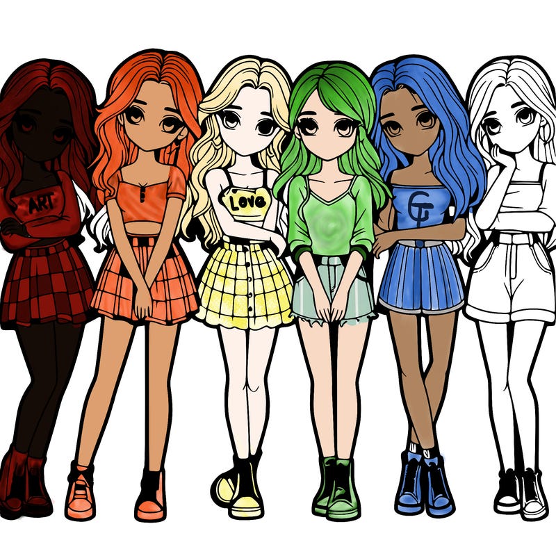 a group of girls realistic