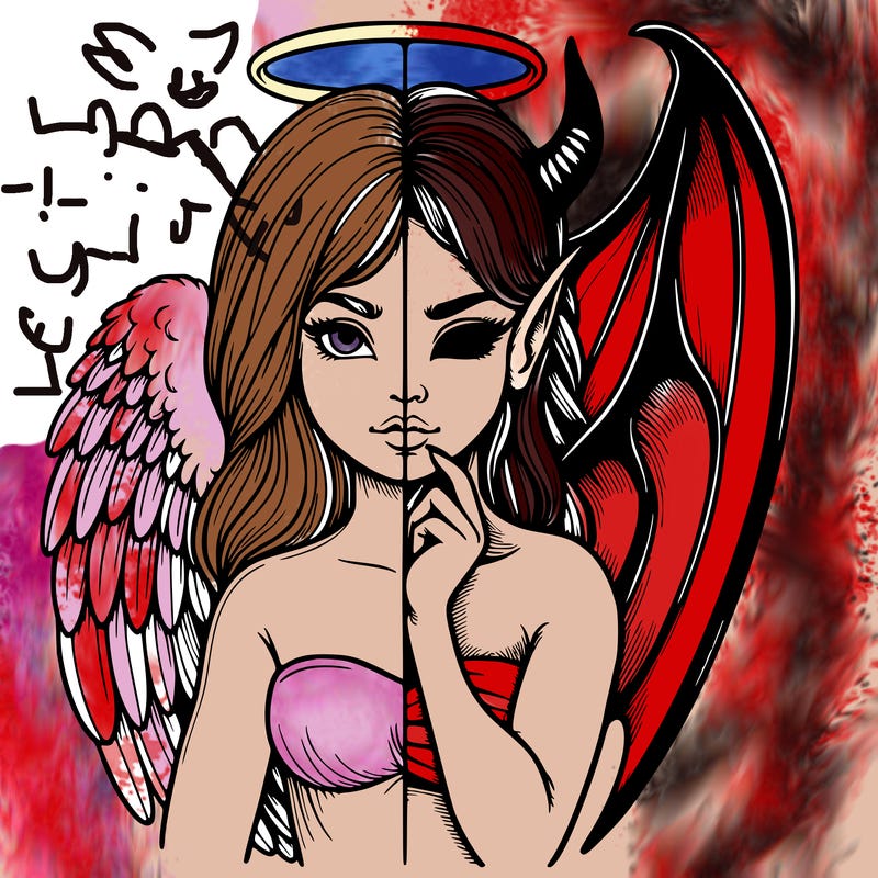 realistic angel half demon