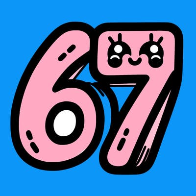 the numbers 67