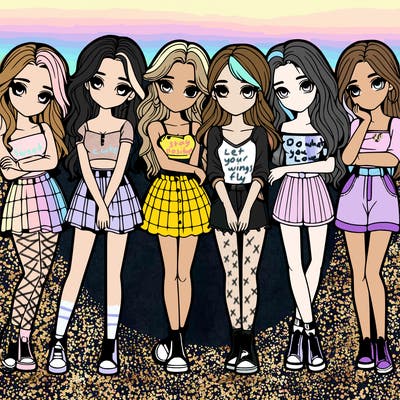 a group of girls realistic