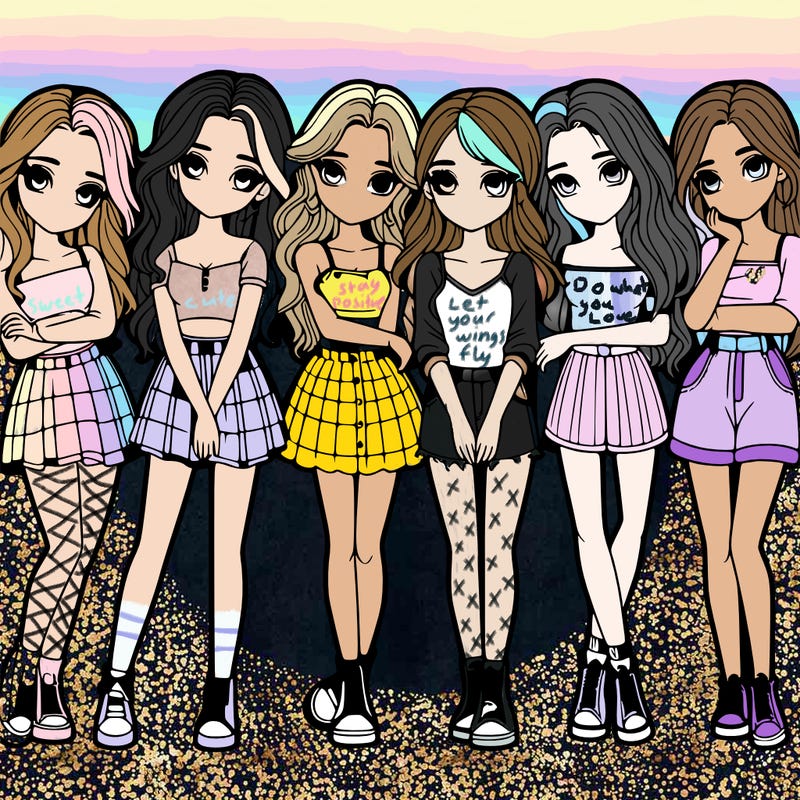 a group of girls realistic