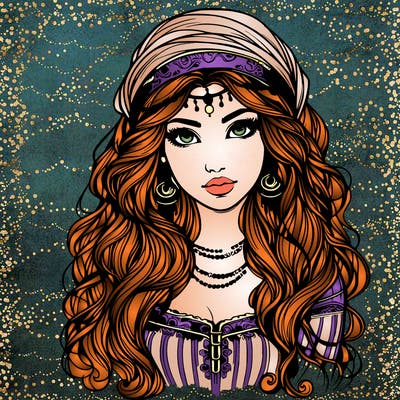 realistic beautiful mysterious gypsy girl