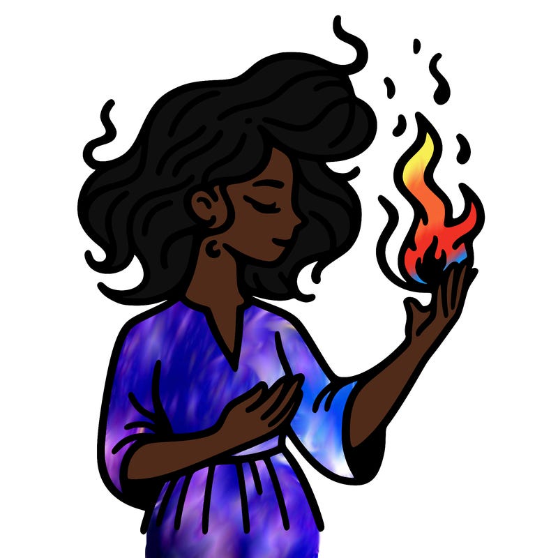 woman with fire