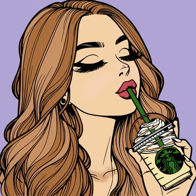 realistic girl drinking starbucks