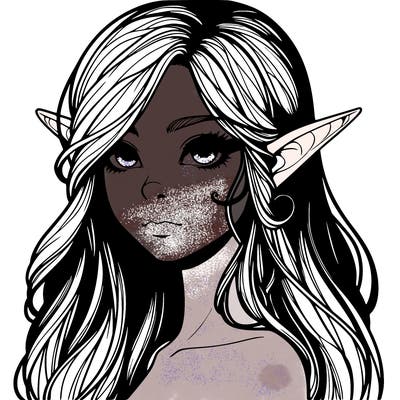 elf girl realistic dark fantasy