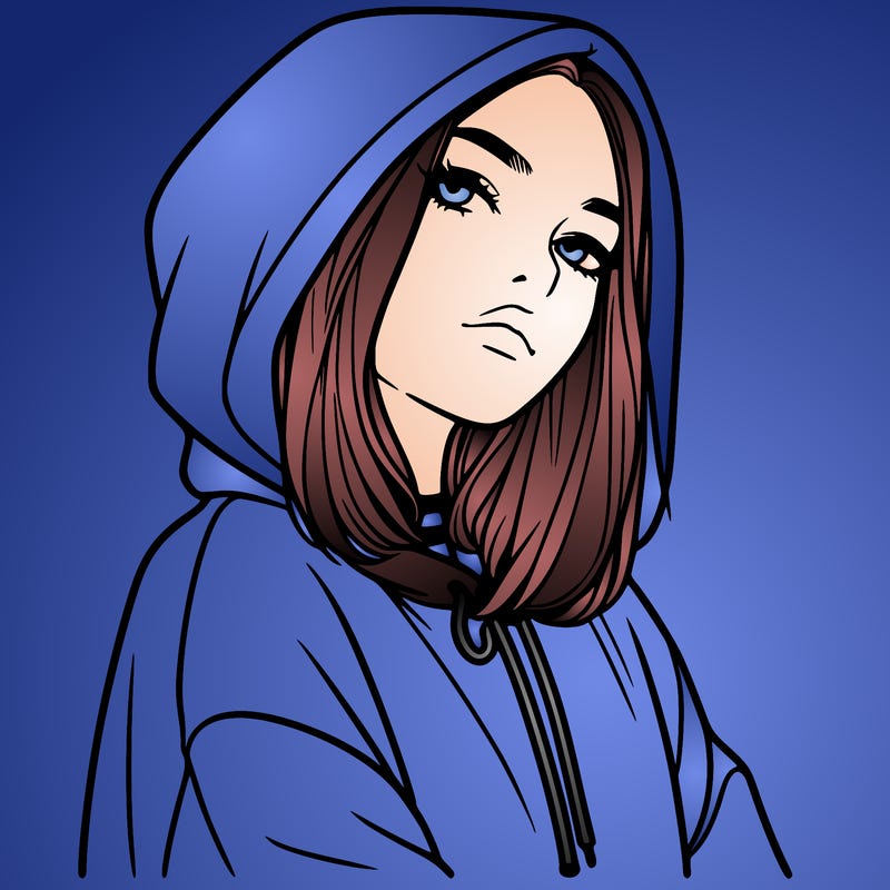 a realistic girl in a hoodie