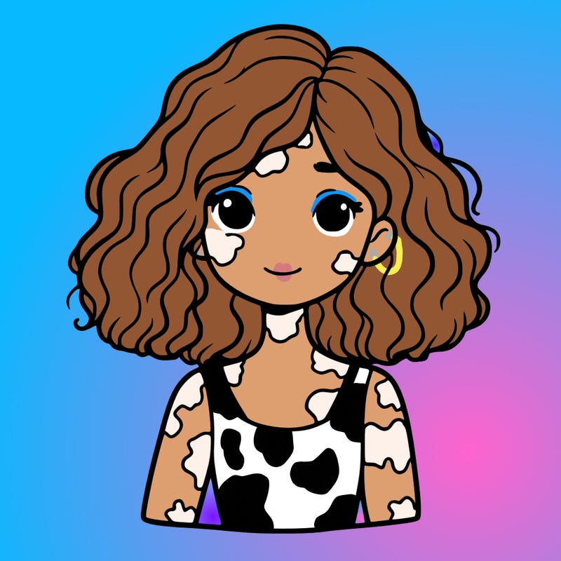 girl with fluffy hair and vitiligo
