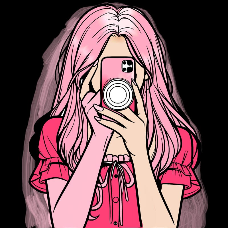 a realistic girl holding her phone taking pictures