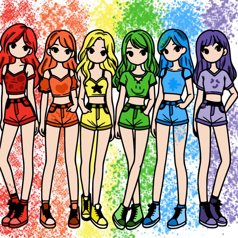 a group of girls wearing crop tops and shorts