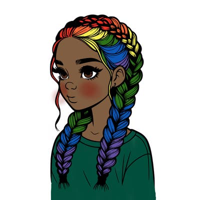 realistic girl with braids