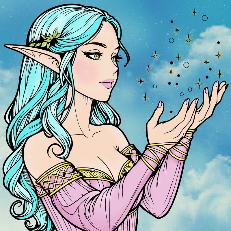 realistic elf girl doing magic