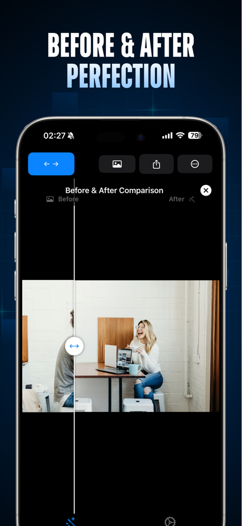 Before and after comparison of AI object removal on a smartphone screen