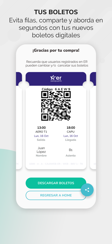 Billet de bus numérique sur l'application Estrella Roja montrant le code QR et les détails du trajet