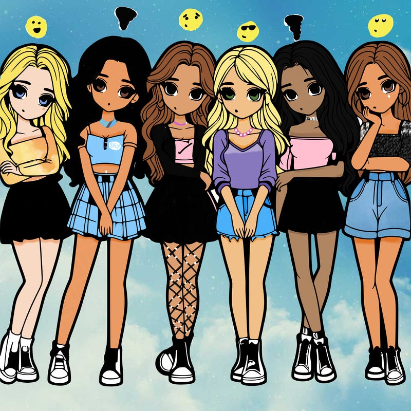 a group of girls realistic