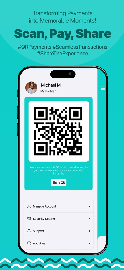 Payzana - Payzana mobile app interface showing a QR code for receiving instant payments