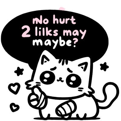 cute cat thats been hurt saiying 2 likes maybe