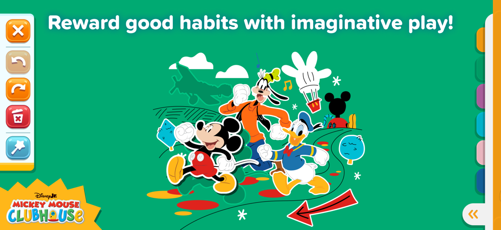 Mickey Mouse et ses amis dans un écran de jeu de récompense pour l'application Disney Magic Timer