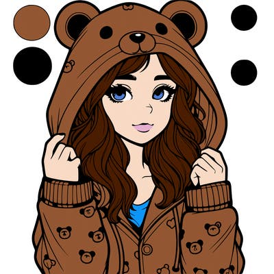 realistic girl in a animal pjs hoodie