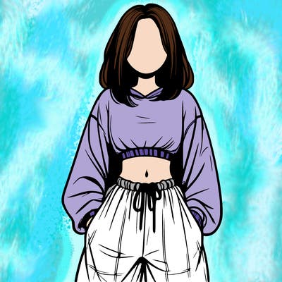 realistic girl faceless with baggy pants and a crop top