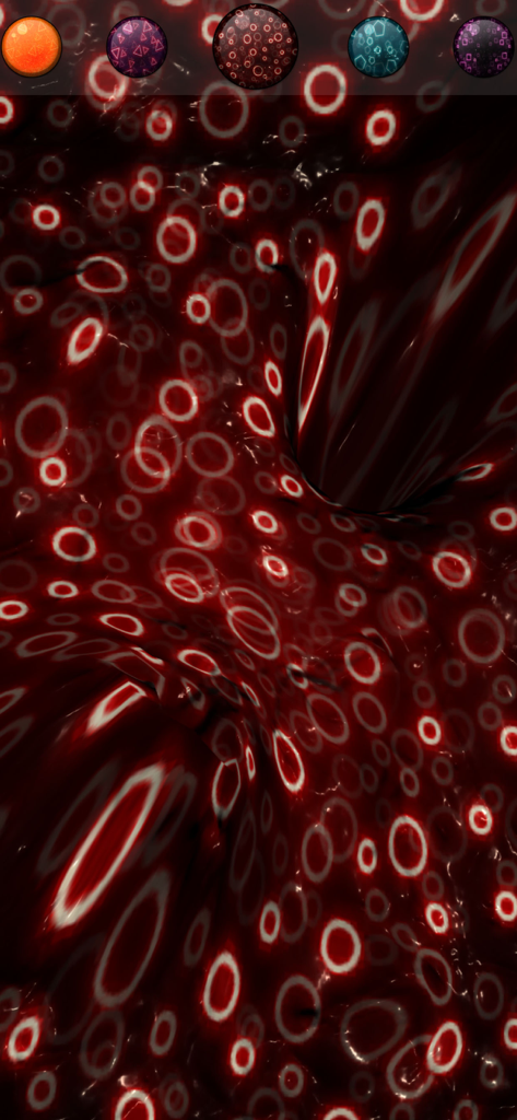 Slime maker DIY Simulator Time - Red virtual slime with white ring patterns and 3D texture