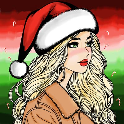realistic girl in santa hat