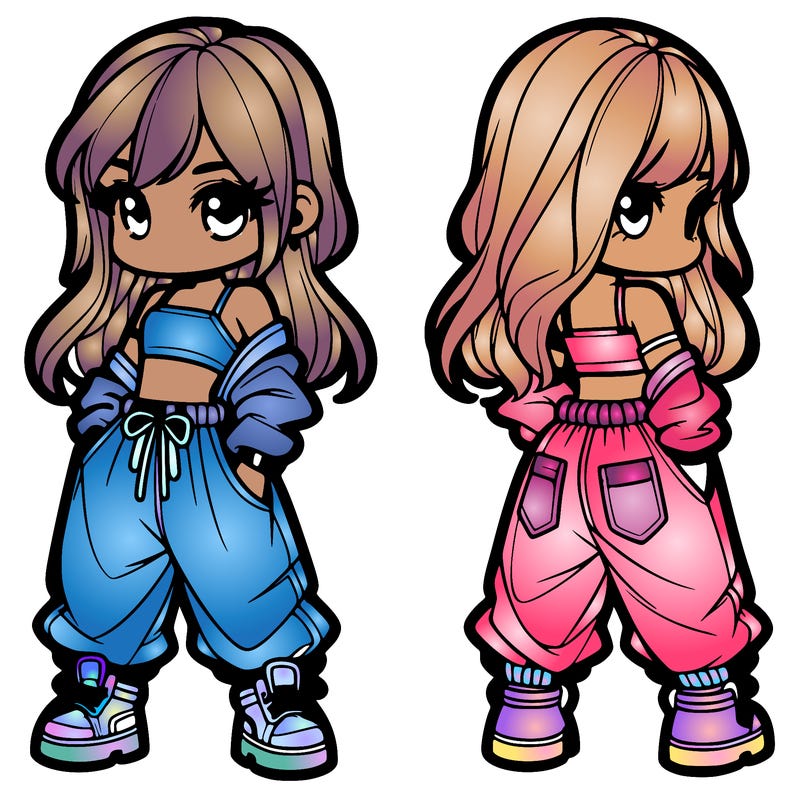 girl in crop top and baggy pants