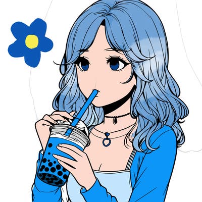 realistic girl drinking boba tea