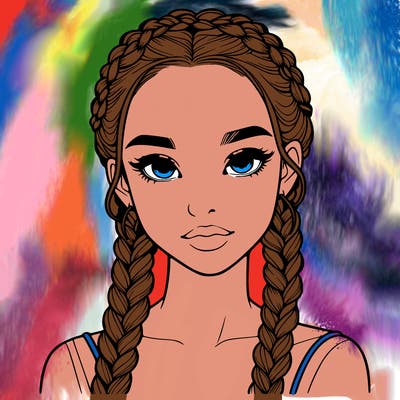 realistic girl with braids