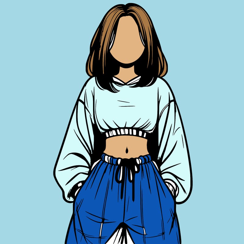 realistic girl faceless with baggy pants and a crop top