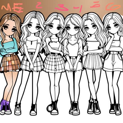 a group of girls realistic