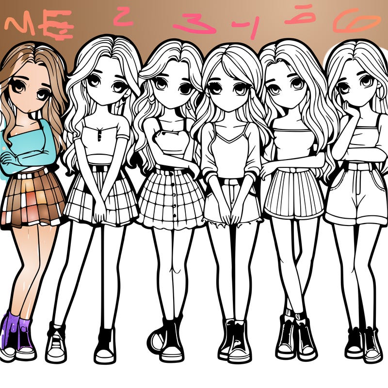 a group of girls realistic