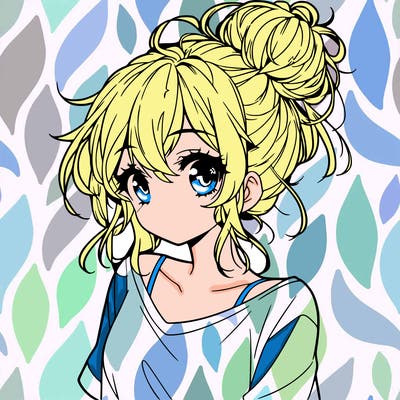 a beautiful anime girl with a messy bun