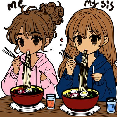 girls eating ramen