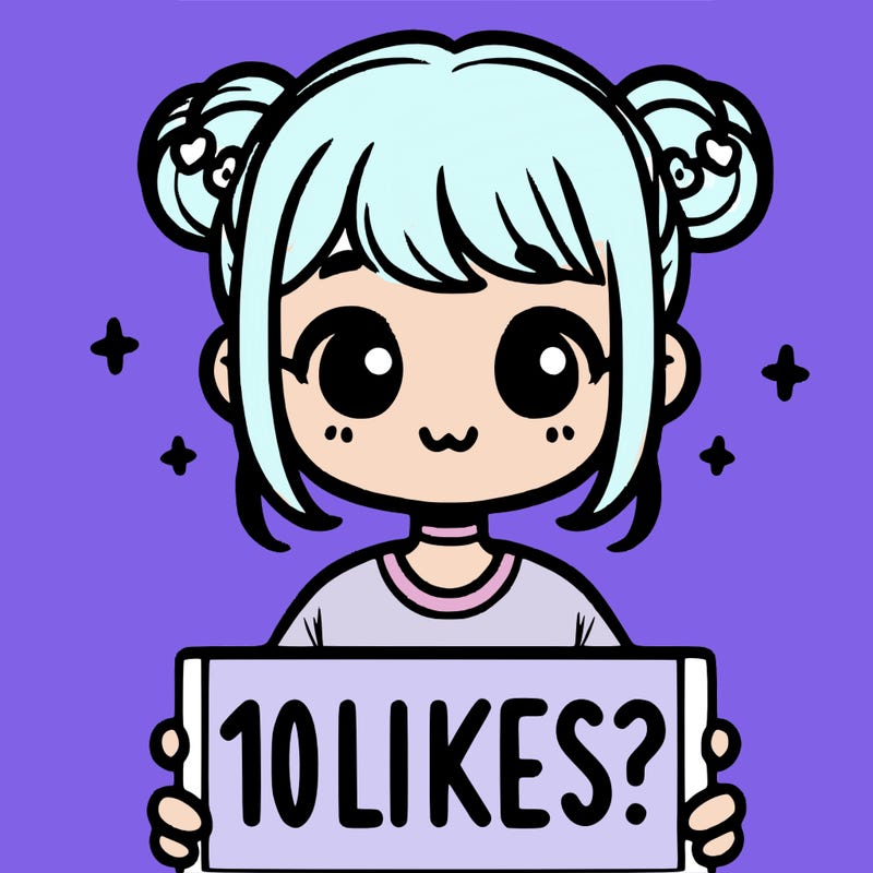 cute girl that is holding a sign that says 10 likes?