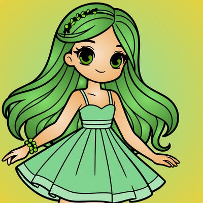 a teen girl with dress and long hair