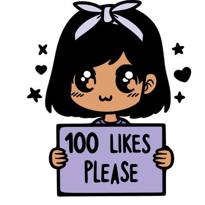 girl holding sign saying 100 likes please