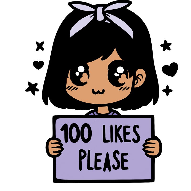 girl holding sign saying 100 likes please