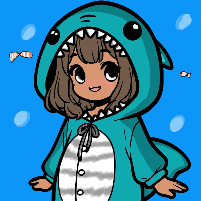 girl with a shark outfit