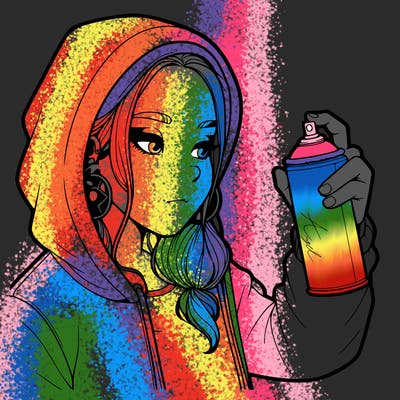 a realistic girl, spray painting